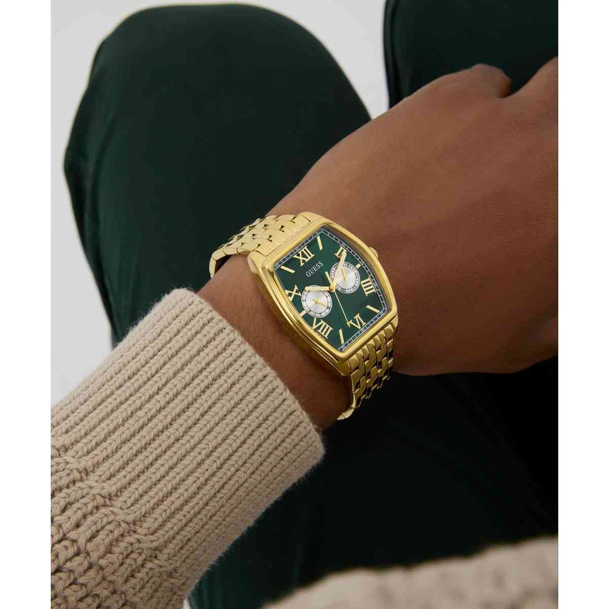Guess Gabriel Green Dial Gold-Tone Stainless Steel Strap Men's Watch GW0975G2 - view 5