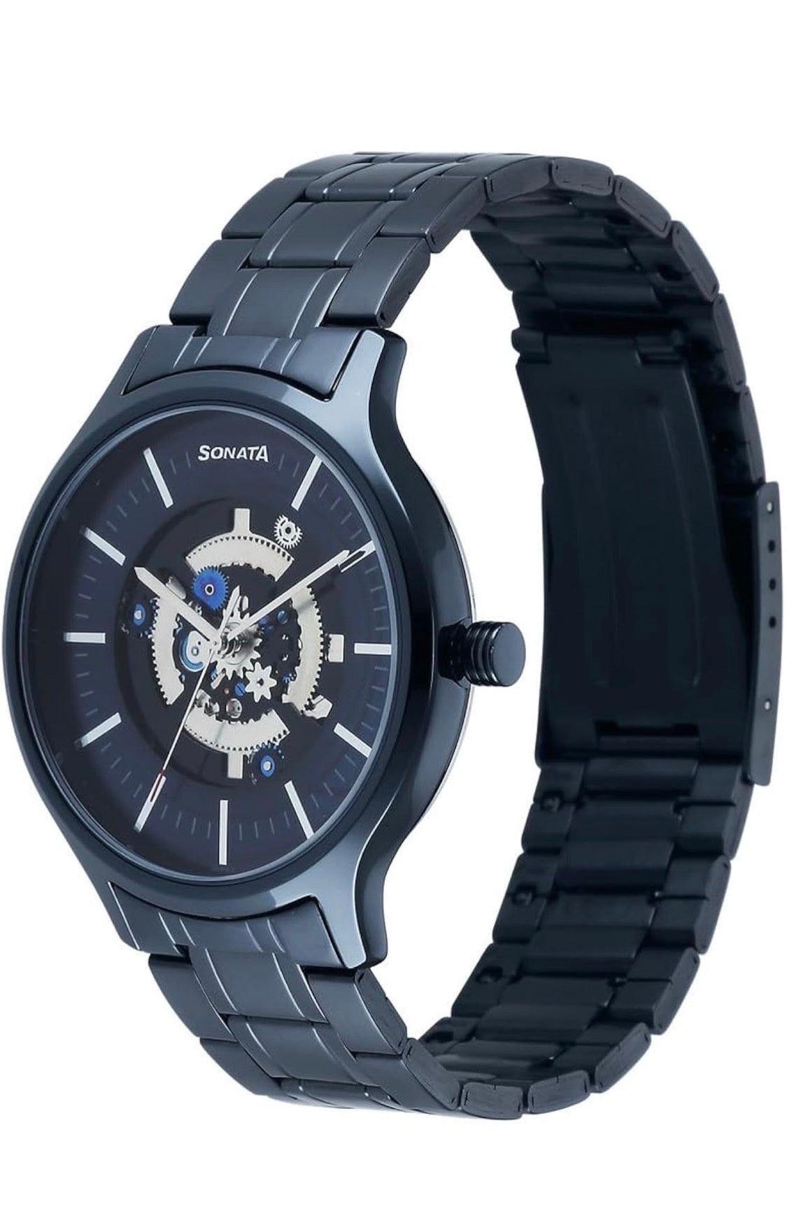 Sonata Unveil Blue Skeleton Dial Blue Stainless Steel Strap Men's Watch 7140QM02 - view 2