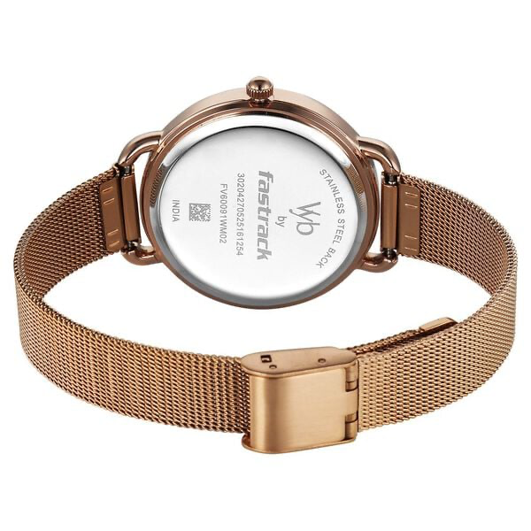 Fastrack Vyb Classique Maroon Dial Rose Gold Steel Strap Women's Watch FV60091WM02 - view 6