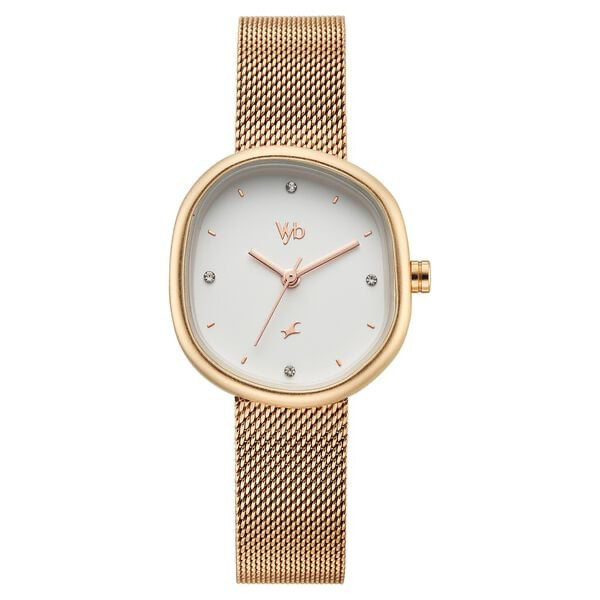 Fastrack Vyb Muse White Dial Rose Gold Stainless Steel Strap Women's Watch FV60087WM01 - view 1
