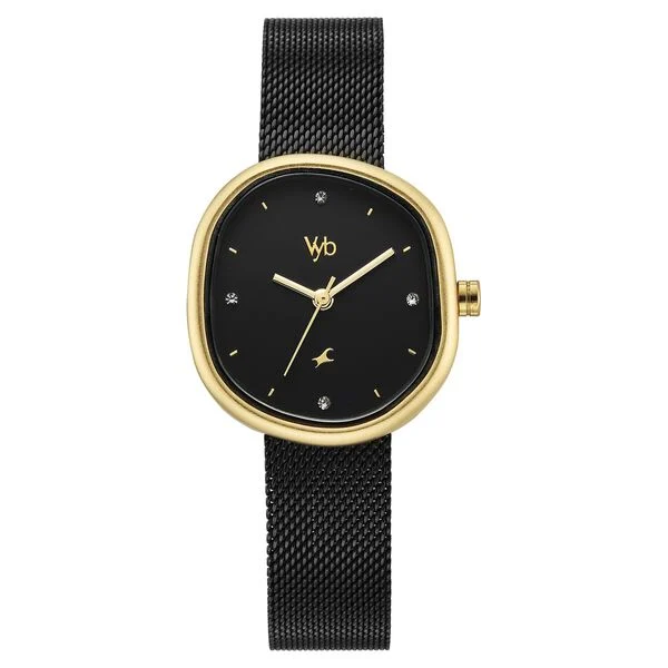 Fastrack Vyb Muse Black Dial Black Stainless Steel Strap Women's Watch FV60087KM01 - view 1