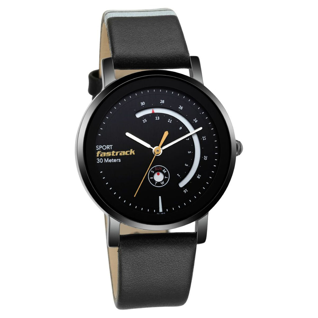 Fastrack Wear Your Look Black Dial Black Leather Strap Women's Watch 6172NL01 - view 1
