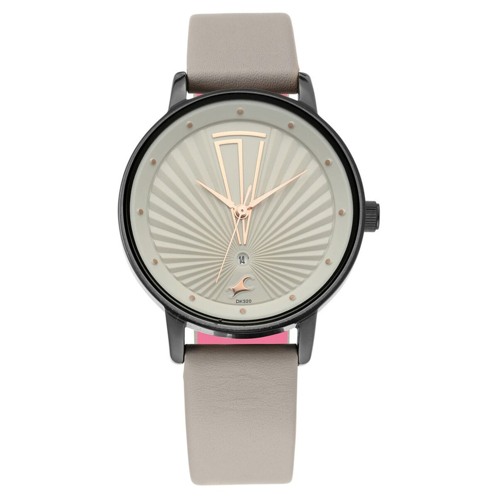 Fastrack Ruffles Grey Dial Grey Leather Strap Women's Watch 6206NL01 - view 3