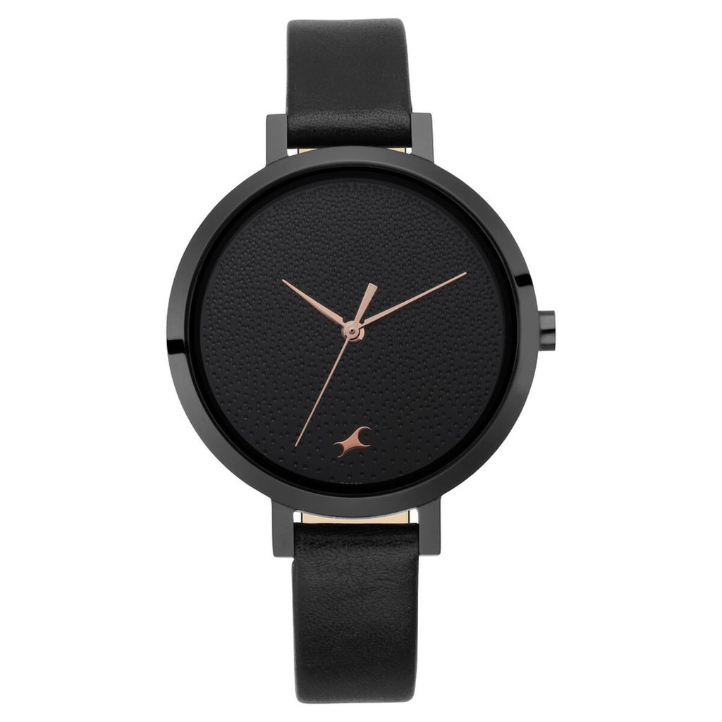 Fastrack Paint Me Black Dial Black Leather Strap Women's Watch 6230NL01 - view 2