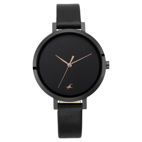 Fastrack Paint Me Black Dial Black Leather Strap Women's Watch 6230NL01 - view 2