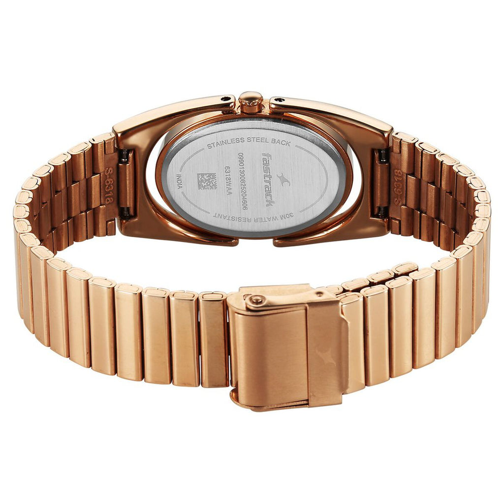 Fastrack UFO Yellow Mother of Pearl Dial Rose Gold Stainless Steel Strap Women's Watch 6318WM01 - view 6