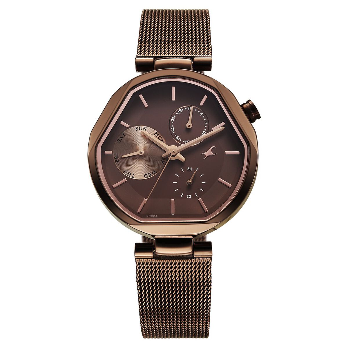 Fastrack Tick Tock Multifunction Brown Dial Brown Stainless Steel Strap Women's Watch 6319QM01 - view 1