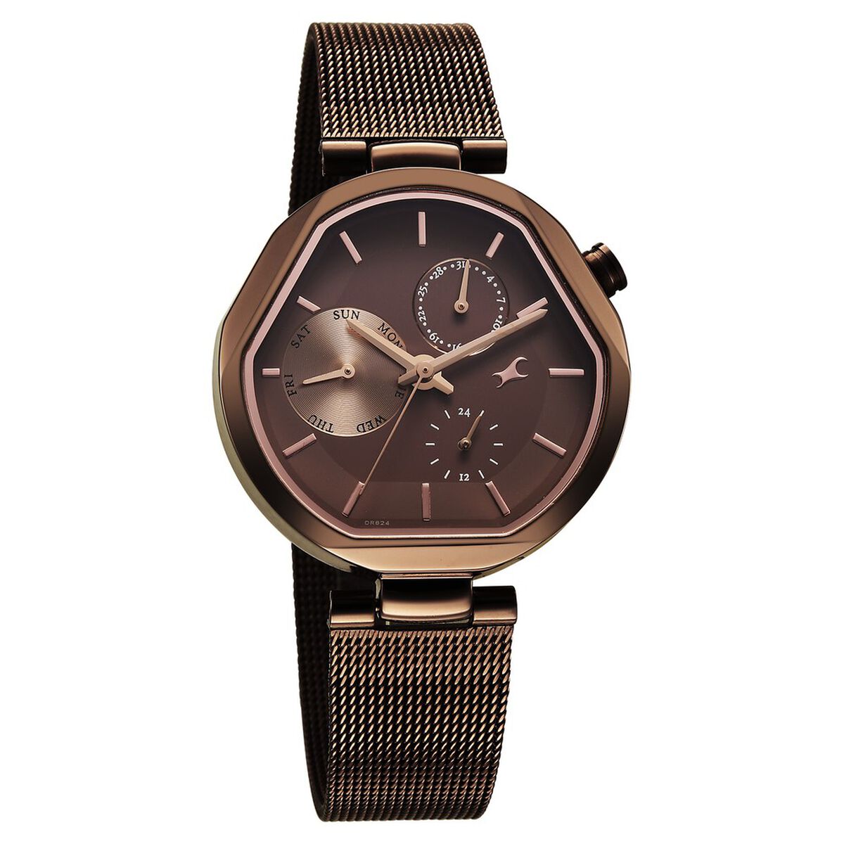 Fastrack Tick Tock Multifunction Brown Dial Brown Stainless Steel Strap Women's Watch 6319QM01 - view 2