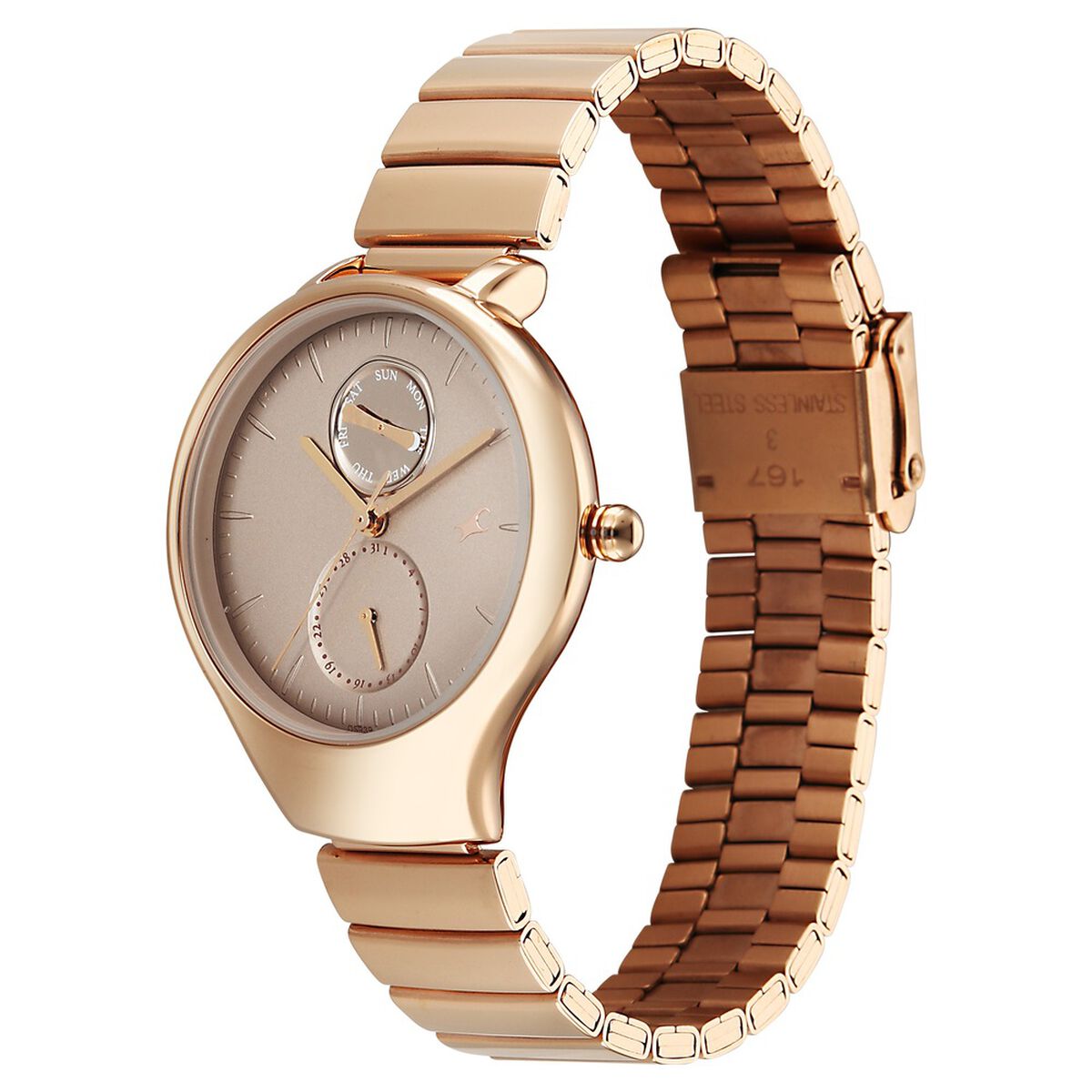 Fastrack Gelato Caramel Dial Rose Gold Stainless Steel Strap Women's Watch 6327WM01 - view 5