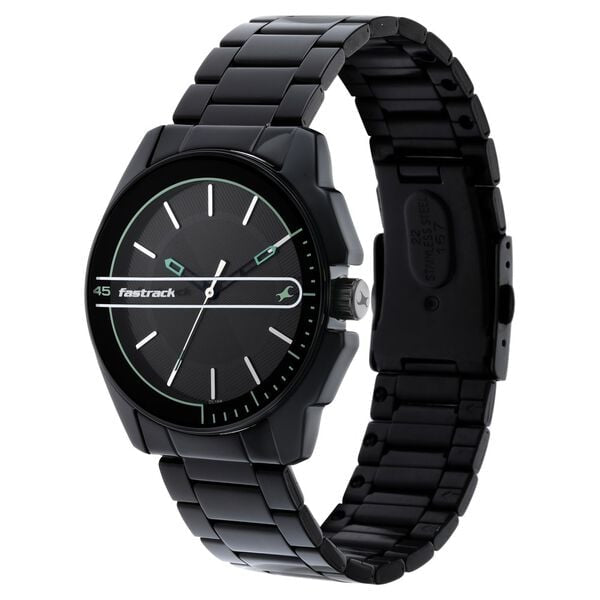 Fastrack Wear Your Look Black Dial Black Metal Strap Men's Watch - view 3