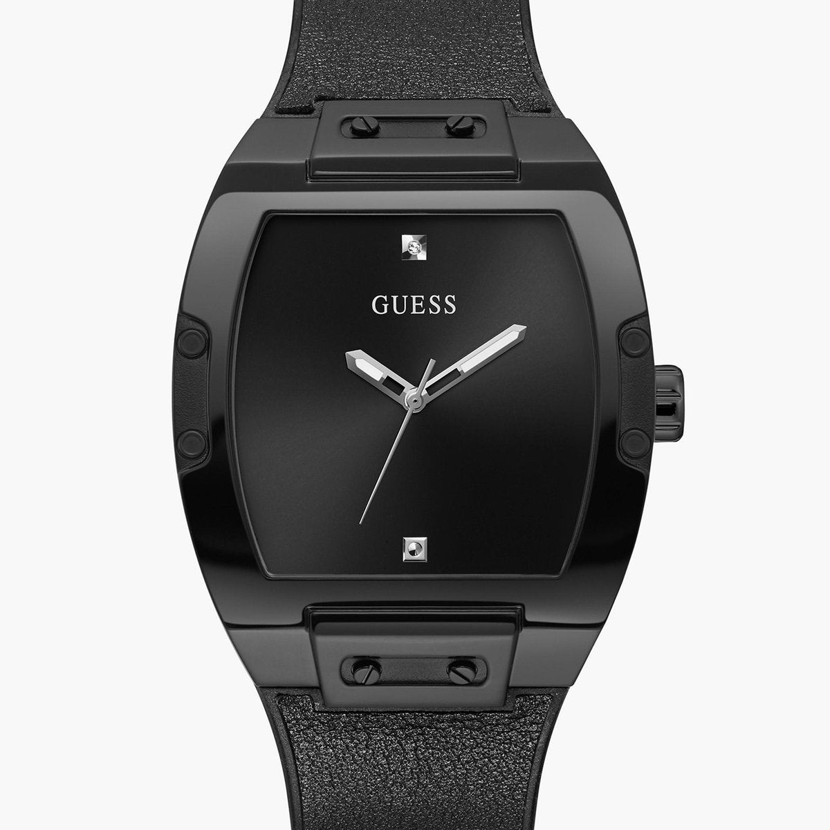 Guess Tonneau Black Dial Black Leather Strap Men's Watch GW0386G1 - view 7