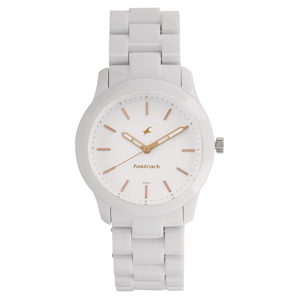 Fastrack Trendies White Dial White Plastic Strap Women's Watch 68006PP02 - view 1