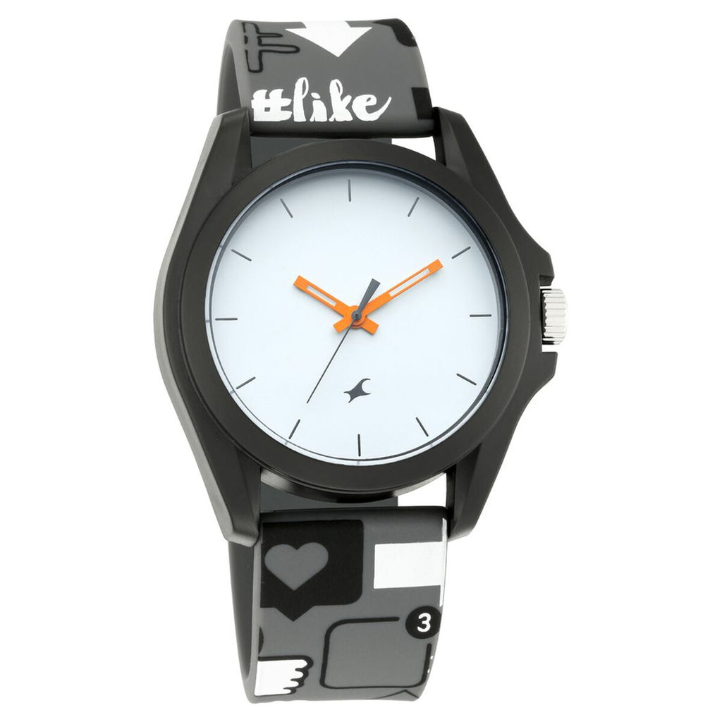 Fastrack Hashtag White Dial Grey Silicone Strap Watch 68011PP04 - view 1