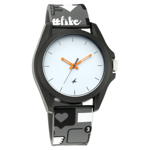 Fastrack Hashtag White Dial Grey Silicone Strap Watch 68011PP04 - view 1