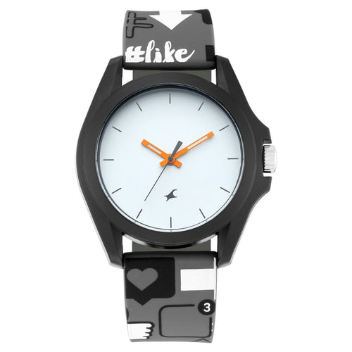 Fastrack Hashtag White Dial Grey Silicone Strap Watch 68011PP04 - view 2