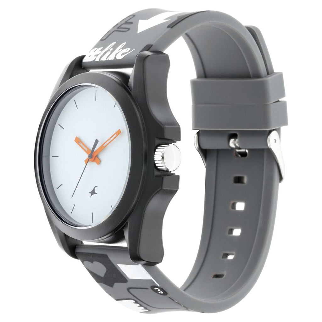 Fastrack Hashtag White Dial Grey Silicone Strap Watch 68011PP04 - view 3
