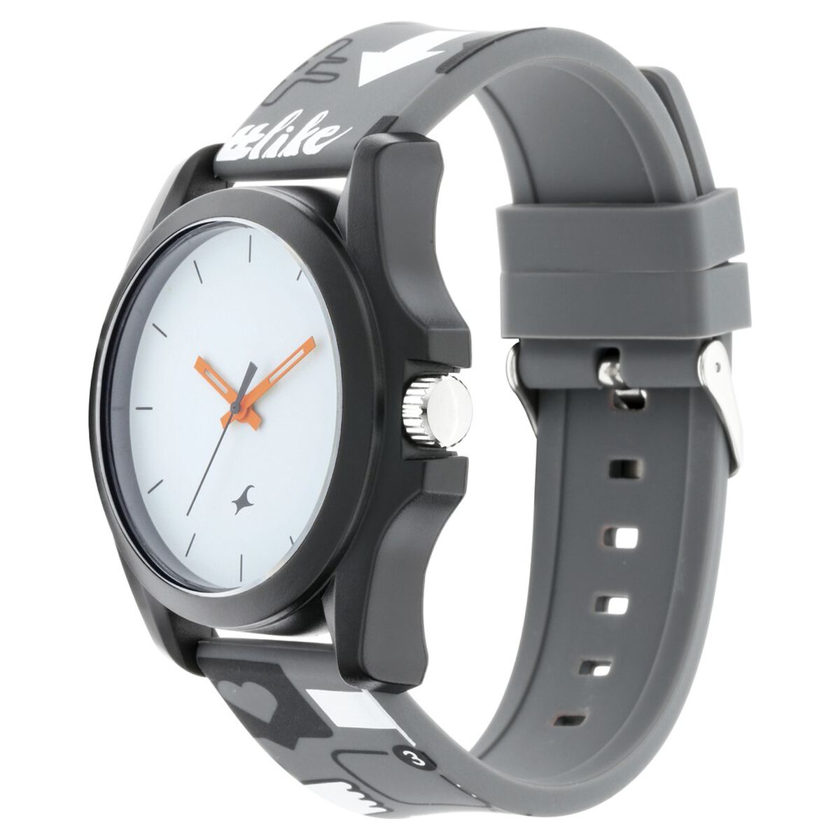 Fastrack Hashtag White Dial Grey Silicone Strap Watch 68011PP04 - view 3