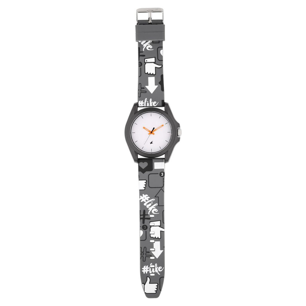 Fastrack Hashtag White Dial Grey Silicone Strap Watch 68011PP04 - view 6