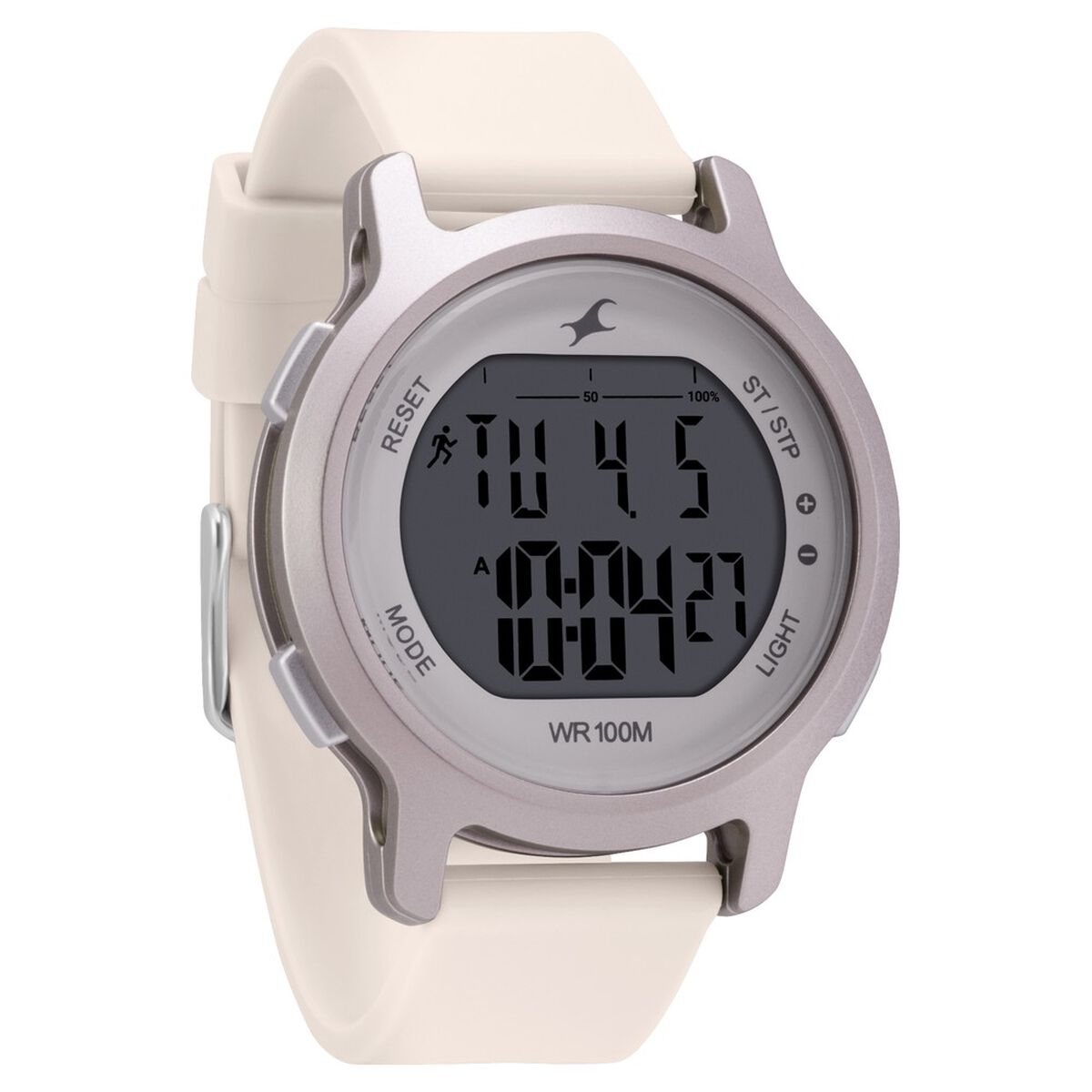 Fastrack Street Line Digital Dial Beige Silicone Strap Women's Watch 68027PP04 - view 1