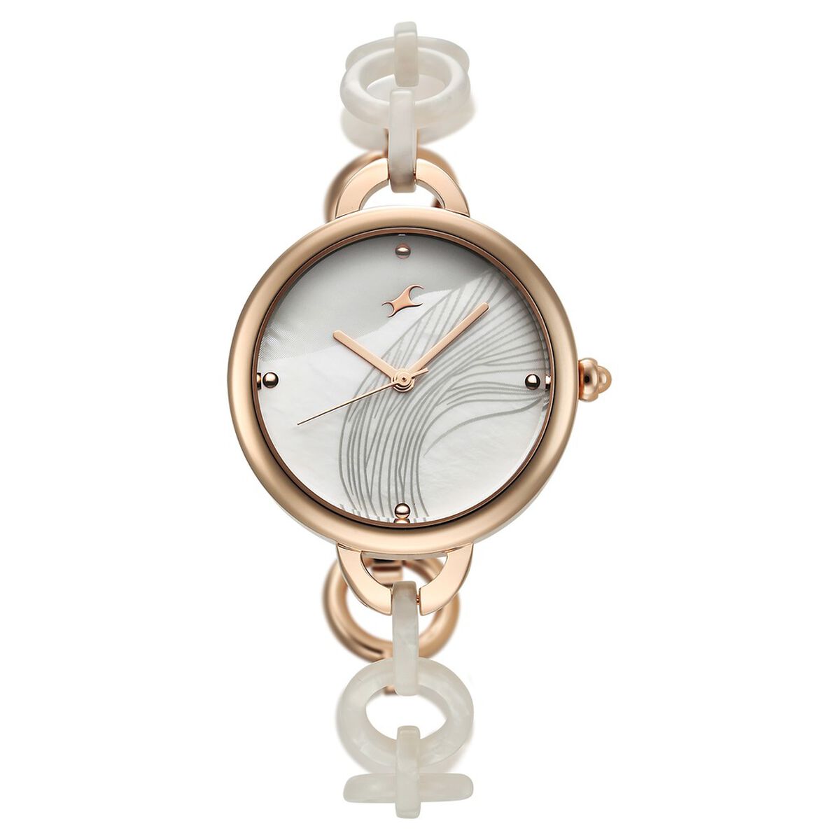 Fastrack Younique Mother of Pearl Dial Two Toned Acetate and Metal Strap Women's Watch 68037KD01 - view 2