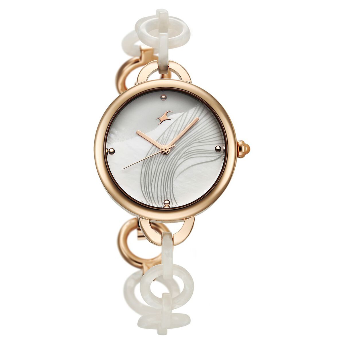 Fastrack Younique Mother of Pearl Dial Two Toned Acetate and Metal Strap Women's Watch 68037KD01 - view 3