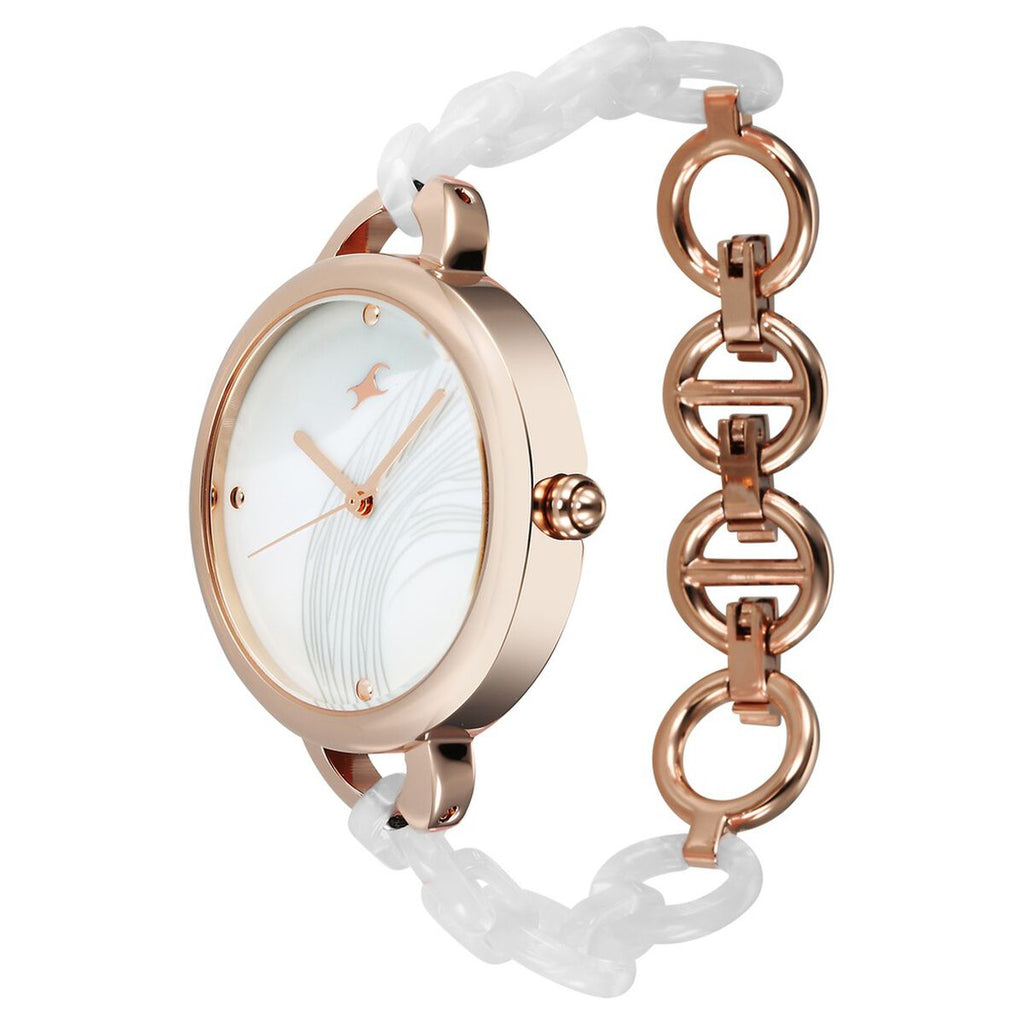 Fastrack Younique Mother of Pearl Dial Two Toned Acetate and Metal Strap Women's Watch 68037KD01 - view 5