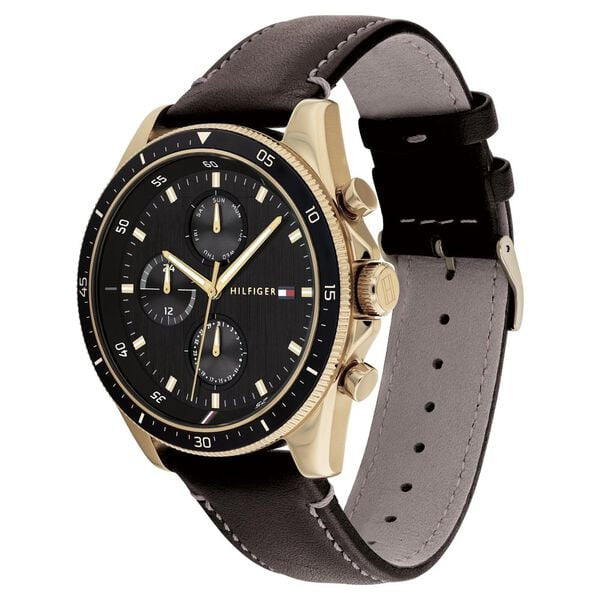 Tommy Hilfiger Multifunction Black Dial Black Leather Strap Men's Watch TH1791836 - view 2