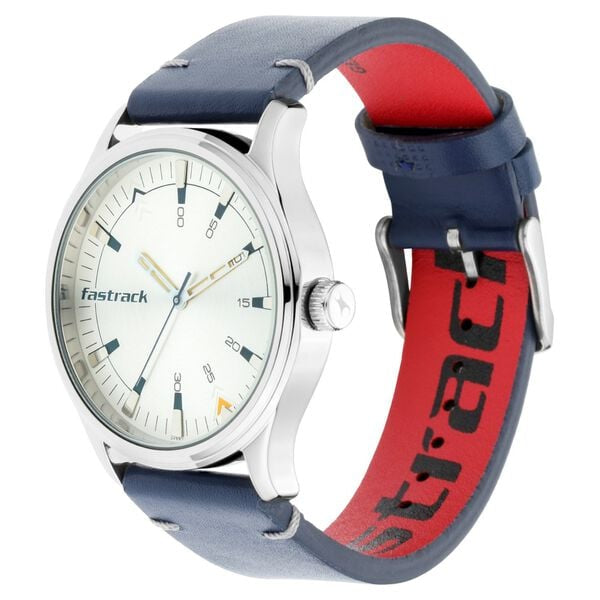 Fastrack I Love Me Silver Dial Blue Leather Strap Men's Watch - view 3