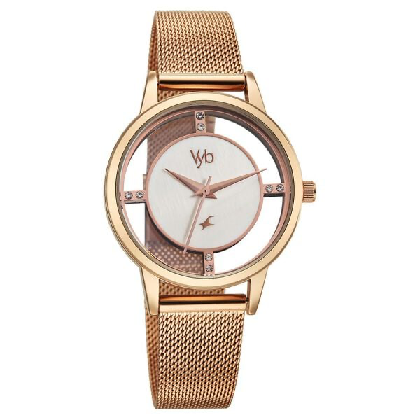 Fastrack Vyb Runway White Dial Rose Gold Steel Strap Women's Watch FV60090WM01 - view 2