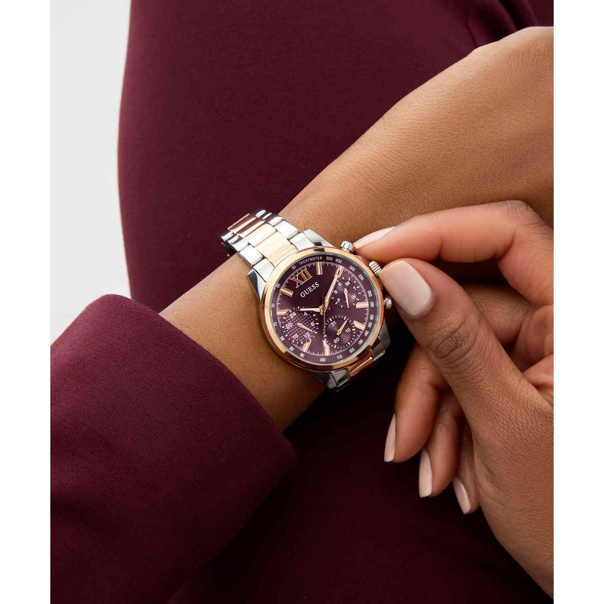 Guess Bailey Burgundy Dial Two-Tone Stainless Steel Strap Women's Watch GW0933L5 - view 5