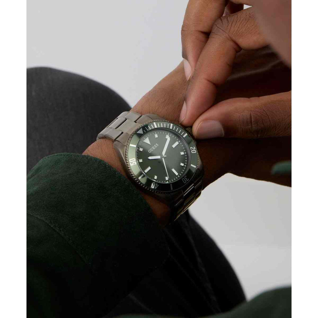 Guess Green Dial Gunmetal Stainless Steel Strap Men's Watch GW0968G3 - view 7