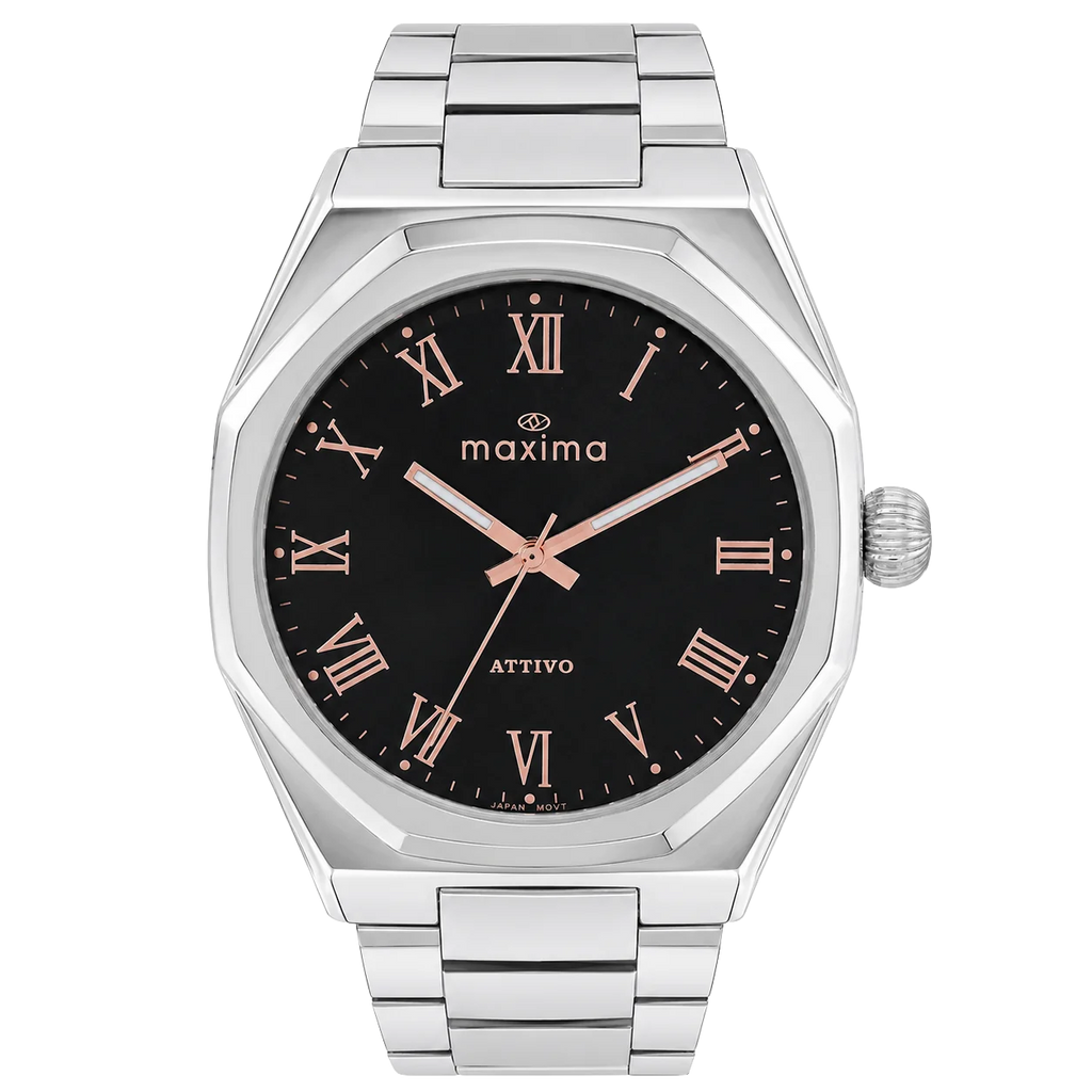 Maxima Attivo Black Dial Stainless Steel Strap Men's Watch 71310CMGI - view 1