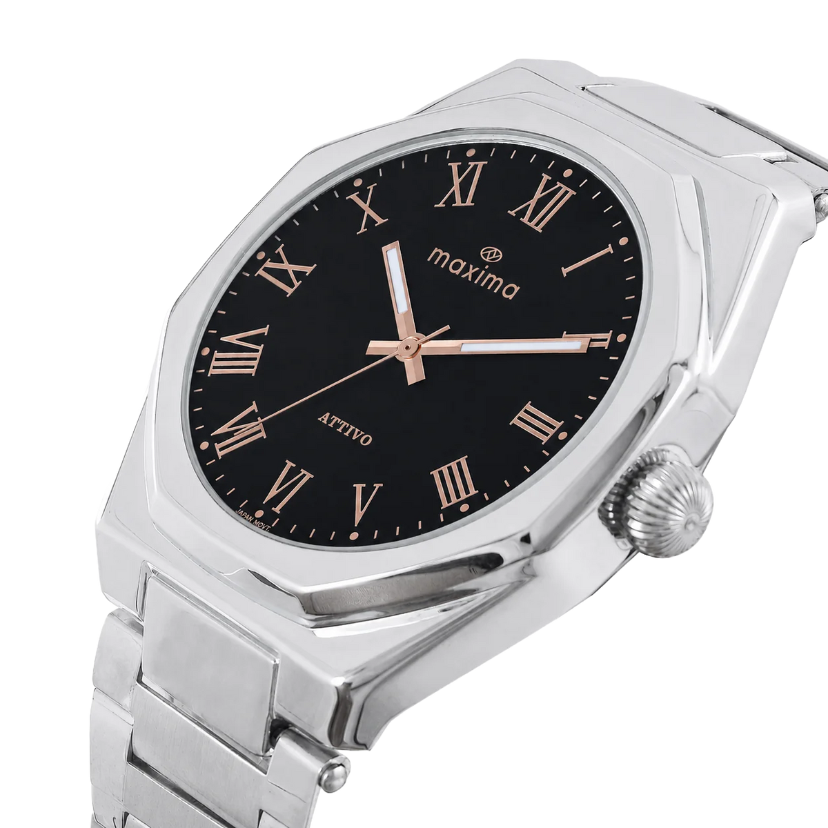 Maxima Attivo Black Dial Stainless Steel Strap Men's Watch 71310CMGI - view 2