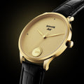 Sonata Gold Champagne with Gold Coin Dial Black Leather Strap Men's Watch 7153YL02 - view 1