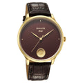 Sonata Gold Regal Maroon with Gold Coin Dial Brown Leather Strap Men's Watch 7153YL03 - view 1