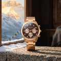 Sonata Summit Brown Dial Rose Gold Metal Strap Men's Watch 7158WM01 - view 1