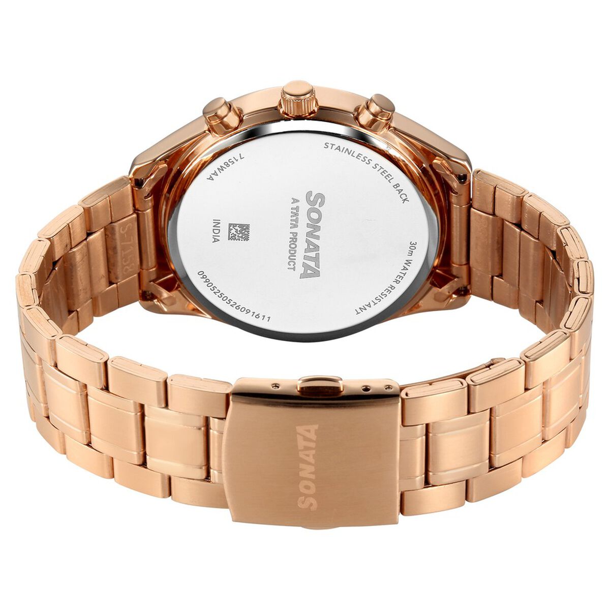 Sonata Summit Brown Dial Rose Gold Metal Strap Men's Watch 7158WM01 - view 7