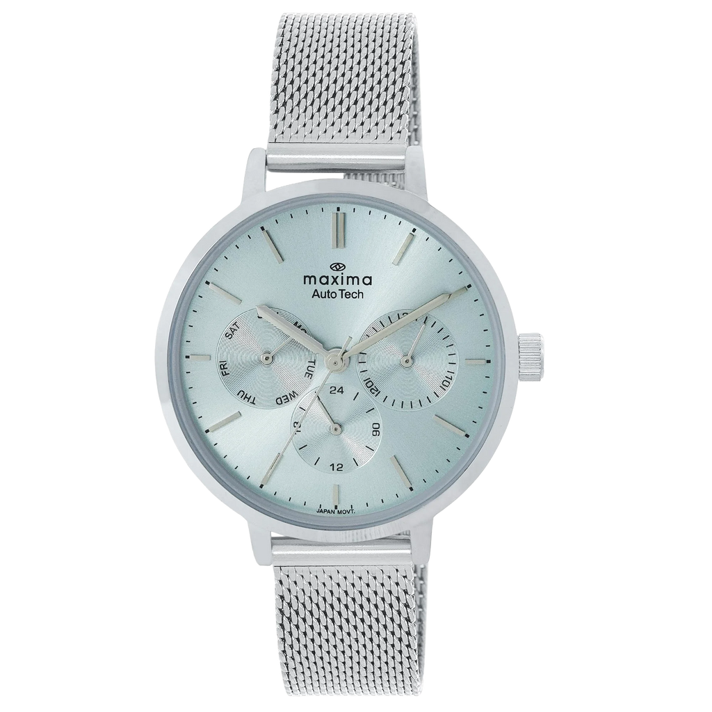 Maxima Athena Multifunction Tiffany Blue Dial Mesh Strap Women's Watch 71591CMLI - view 1