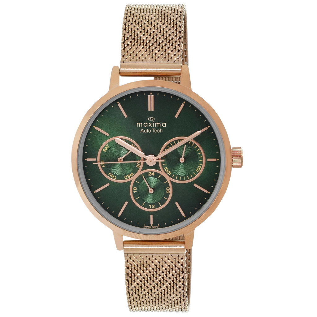 Maxima Athena Multifunction Green Dial Mesh Strap Women's Watch 71621CMLR - view 1
