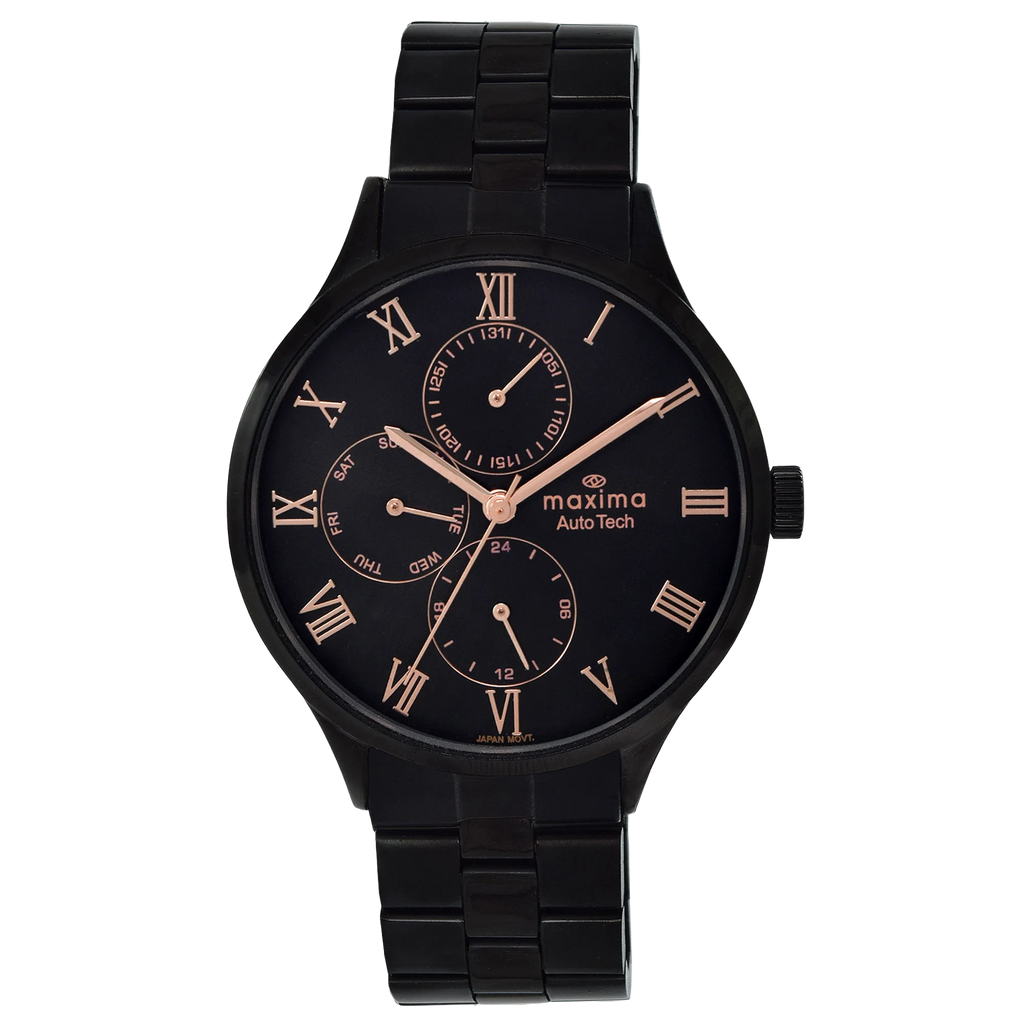 Maxima Athena Multifunction Black Dial Stainless Steel Strap Women's Watch 71650CMLB - view 1
