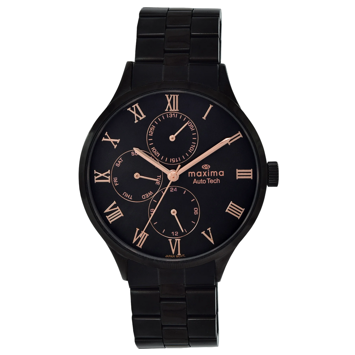 Maxima Athena Multifunction Black Dial Stainless Steel Strap Women's Watch 71650CMLB - view 1