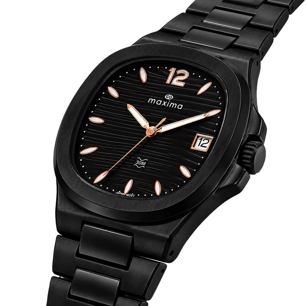Maxima Apex Black Dial Stainless Steel Strap Men's Watch 72100CMGB - view 3