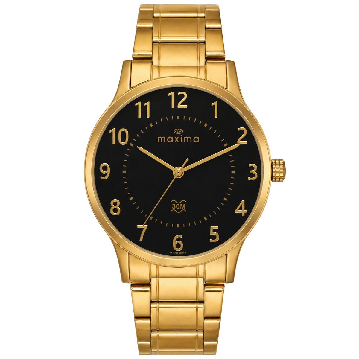 Maxima Waterproof Black Dial Stainless Steel Strap Men's Watch 72264CMGY - view 1