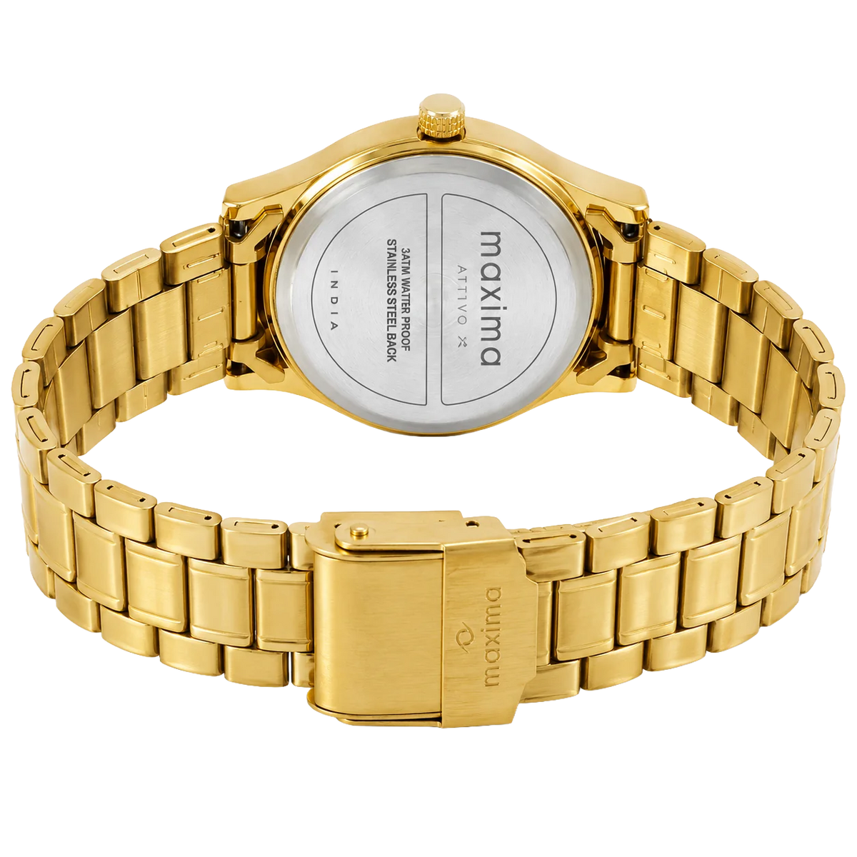 Maxima Gold Blue Dial Stainless Steel Strap Women's Watch 72294CMLY - view 3