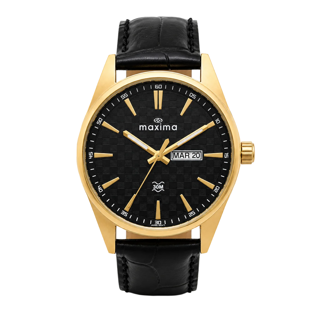 Maxima Apex Black Dial Leather Strap Men's Watch 72372LMGY - view 1