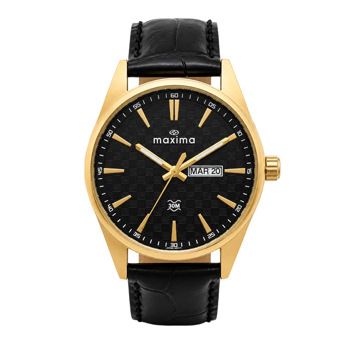 Maxima Apex Black Dial Leather Strap Men's Watch 72372LMGY - view 1