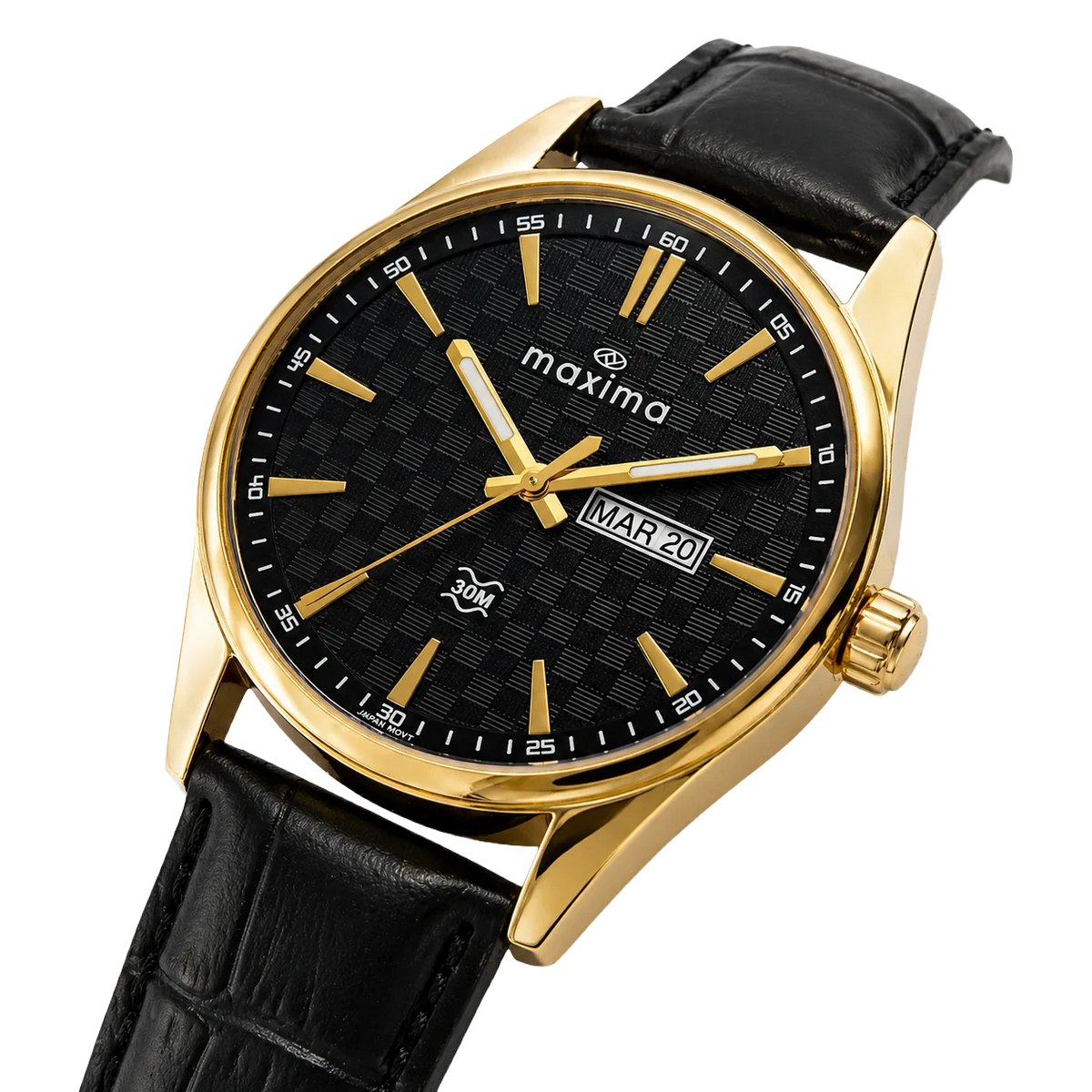 Maxima Apex Black Dial Leather Strap Men's Watch 72372LMGY - view 3