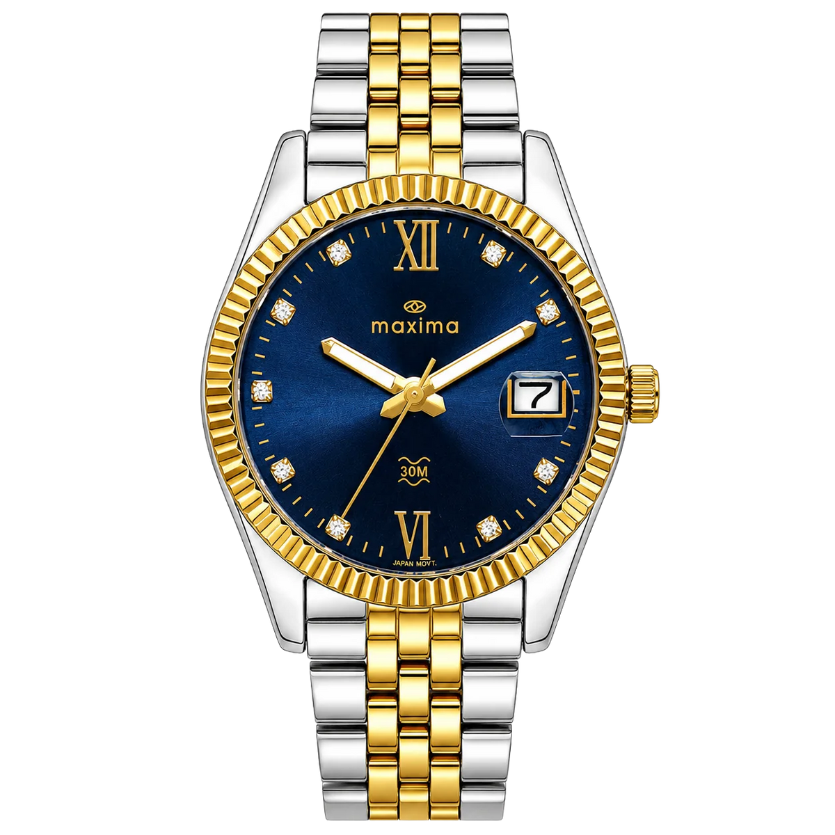 Maxima Athena Blue Dial Two-Tone Stainless Steel Strap Women's Watch 72451CMLT - view 1