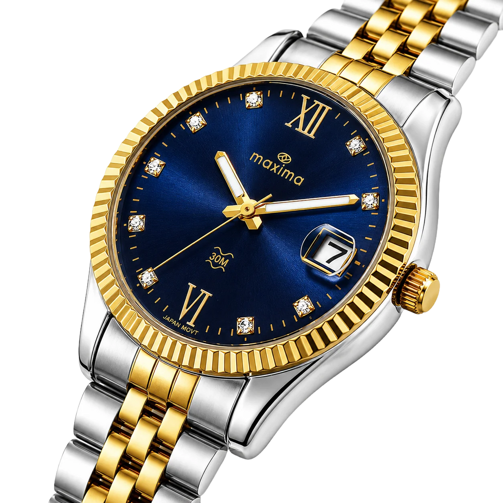 Maxima Athena Blue Dial Two-Tone Stainless Steel Strap Women's Watch 72451CMLT - view 4