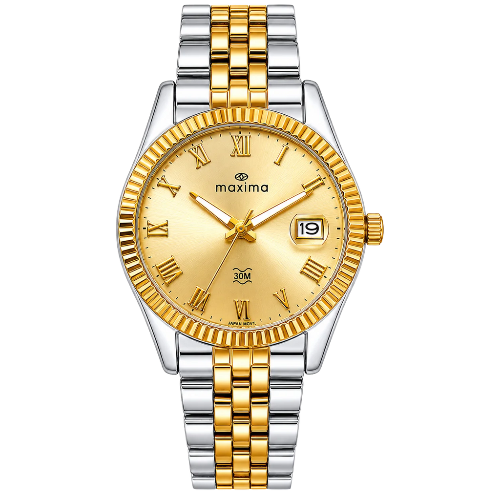 Maxima Athena Gold Dial Two-Tone Stainless Steel Strap Women's Watch 72453CMLT - view 1